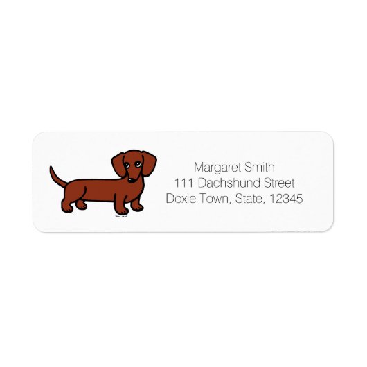 Rood Glad Haired Dachshund 2 retourlabels Etiket (Voorkant)