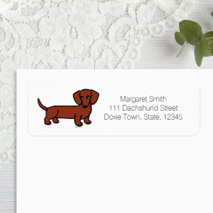 Rood Glad Haired Dachshund 2 retourlabels Etiket