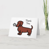 Rood Glad Haired Dachshund Tiny Flower Bedankkaart (Voorkant)