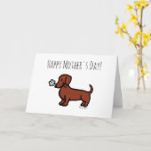Rood Gladde teckel Tiny flower Moederdag Kaart (Gele Bloem)