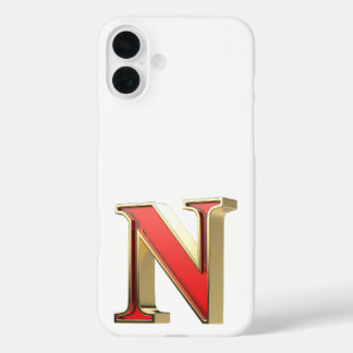Rood glas letter N iPhone 16 Plus Hoesje