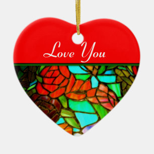 Rood glazen siervoorwerp met liefdessymbool keramisch ornament
