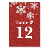 Rood glitter en Snowflakes Holiday Table Number Kaart (Achterkant)