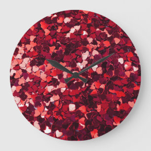 Rood Glitter Hart: Minimalistische textuur. Grote Klok