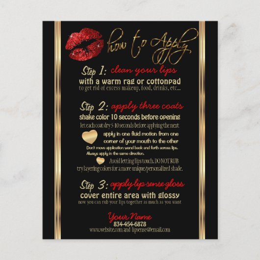 Rood glitter Lip instructies Flyer (Voorkant)