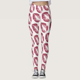 Rood glitter Lips Modern White Leggings