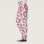 Rood glitter Lips Modern White Leggings (Links)