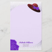 Rood glitter pet paarse lavendel papier briefpapie (Voorkant)