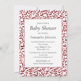 Rood glitter Sparkle Leopard Print Kaart