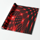 Rood gloeiend netto fractal cadeaupapier (Uitgerold)