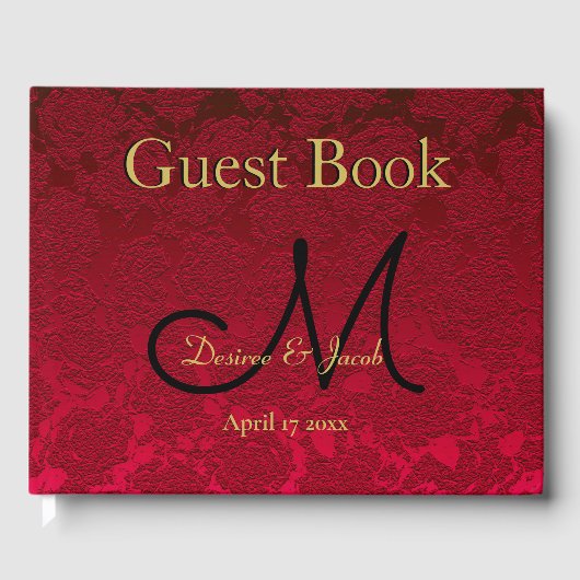 Rood Gold Black Kerstwinter-monogram Gastenboek (Voorkant)