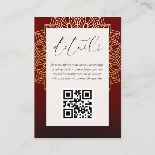 Rood Gold QR Code Weddenschap Website Kaart (Voorkant)