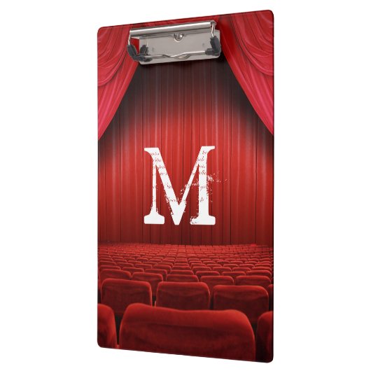 Rood gordijntheater Monogram Initiaal Klembord (Links)
