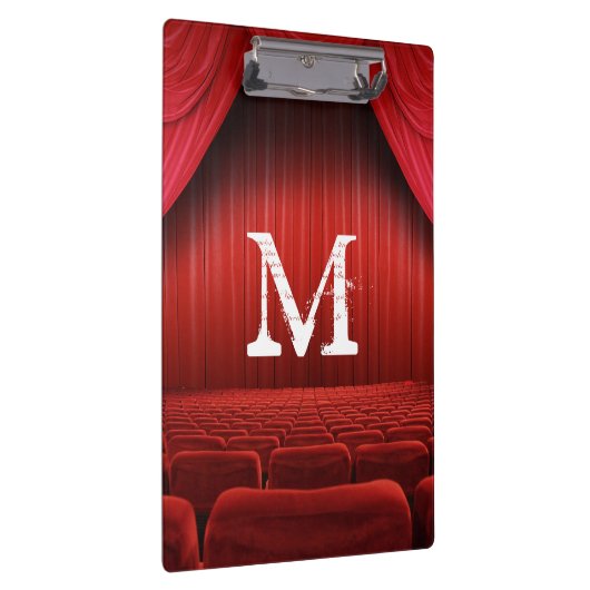 Rood gordijntheater Monogram Initiaal Klembord (Rechts)