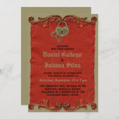 Rood  Gotisch Skelet Key bruiloft uitnodiging (Voorkant / Achterkant)