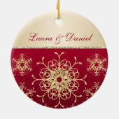 Rood, Goud 1e Kerst Keepsake Ornament (Achterkant)