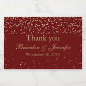 Rood & Goud Aangepaste Bruiloft Mousserende Wijn L Sparkling Wijnetiket (Enkel label)