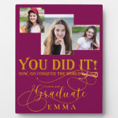 Rood Goud Afstuderen Multi Foto Keepsake Gift Fotoplaat (Voorkant)