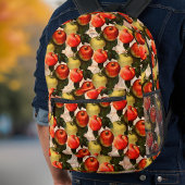 Rood Goud Apple Oogstpatroon  Handschrift Bedrukte Rugzak