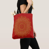 Rood & Goud Arabesque Canvas tas (Dichtbij)