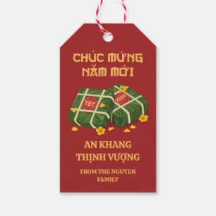 Rood & Goud Banh Chung Ochna Vietnamees Tet 2026 Cadeaulabel