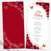 Rood Goud Bloemen Quinceanera Menu