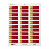 Rood, goud bloemen retour adres label (Full Sheet)