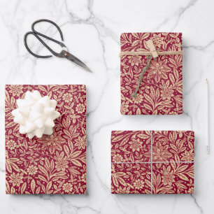 Rood & Goud  Bloempatroon Inpakpapier Vel
