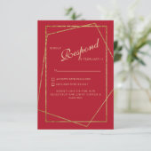 Rood & Goud Bruiloft RSVP (Staand voorkant)