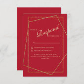 Rood & Goud Bruiloft RSVP (Voorkant / Achterkant)