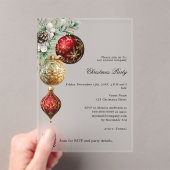 Rood goud business QR code frosted Christmas Party Acryl Uitnodigingen (Insitu (Draagbaar))
