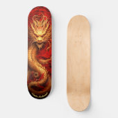 Rood & Goud Chinese Draak Skateboard (Voorkant)