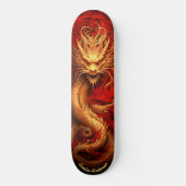 Rood & Goud Chinese Draak Skateboard (Voorkant)