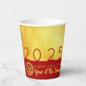 Rood Goud Chinese Slang papier-cut 2025 PC Papieren Bekers (Voorkant)