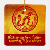 Rood Goud Chinese Slang papier-cut 2025 SqCO Keramisch Ornament (Achterkant)