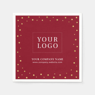 Rood & Goud Confetti Zakelijk Promotioneel Logo Servet