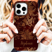  Rood Goud Damask Custom Name Case-Mate iPhone Case