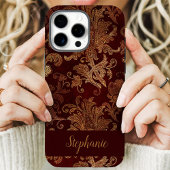  Rood Goud Damask Custom Name Case-Mate iPhone Case
