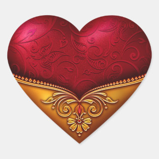 Rood & Goud Decoratief Hart Sticker