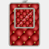 Rood Goud Diamant Aangepaste Tekst Kerst Ornament (Voorkant)
