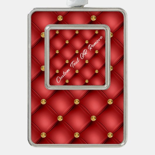 Rood Goud Diamant Aangepaste Tekst Kerst Ornament (Voorkant)