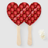 Rood Goud Diamant Getuft Custom Tekst Hand Fan Handwaaier (Voorkant en achterkant)