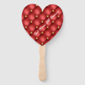 Rood Goud Diamant Getuft Custom Tekst Hand Fan Handwaaier (Voorkant)
