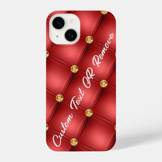 Rood Goud Diamant Getuft Custom Tekst iPhone Case Hoesje (Achterkant)
