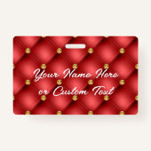 Rood Goud Diamant Tufted Custom Tekst Naam Badge (Achterkant)