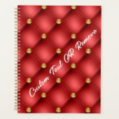 Rood Goud Diamant Tufted Custom Text Planner (Voorkant)