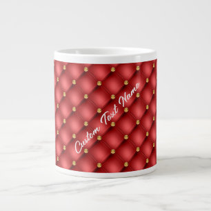 Rood Goud Diamond Tufted Custom Tekst Koffie Mok