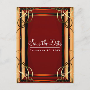 Rood & Goud Elegant Bedrijfsuitnodiging Datum van Aankondigingskaart