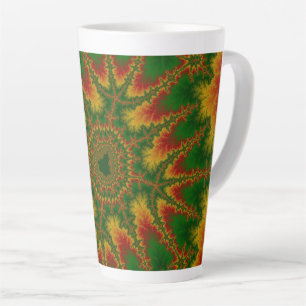 Rood, goud en groene fractale kerst latte mok