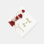 Rood, goud en wit elegante bruiloft servetten (Hoek)